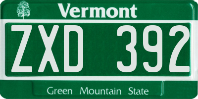 VT license plate ZXD392