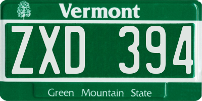 VT license plate ZXD394