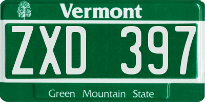 VT license plate ZXD397
