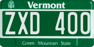 VT license plate ZXD400
