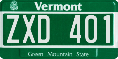 VT license plate ZXD401