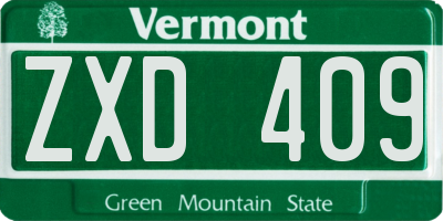 VT license plate ZXD409