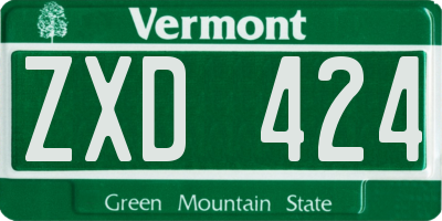 VT license plate ZXD424