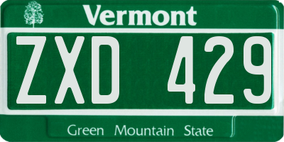 VT license plate ZXD429