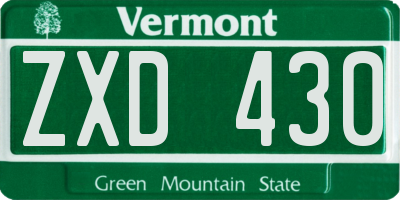 VT license plate ZXD430
