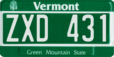 VT license plate ZXD431