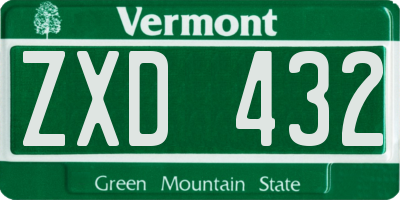 VT license plate ZXD432