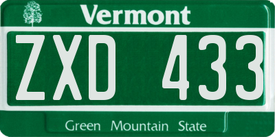VT license plate ZXD433