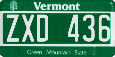 VT license plate ZXD436