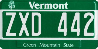 VT license plate ZXD442