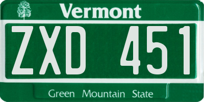 VT license plate ZXD451
