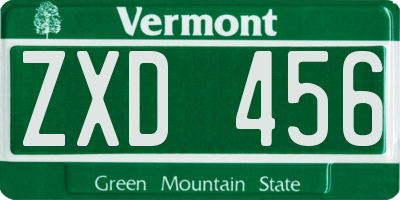VT license plate ZXD456