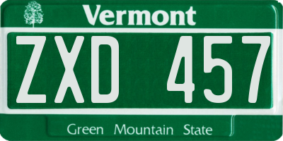 VT license plate ZXD457