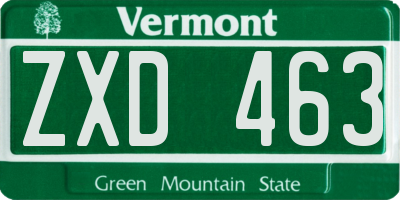 VT license plate ZXD463