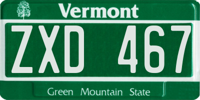 VT license plate ZXD467