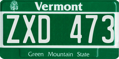 VT license plate ZXD473