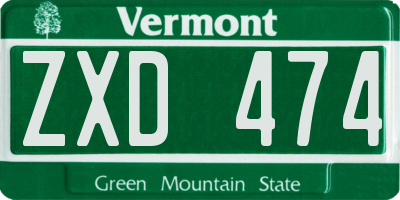 VT license plate ZXD474