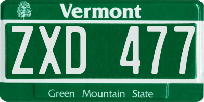 VT license plate ZXD477