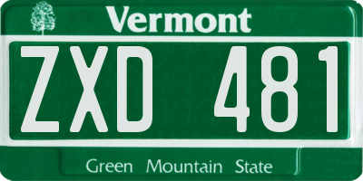 VT license plate ZXD481
