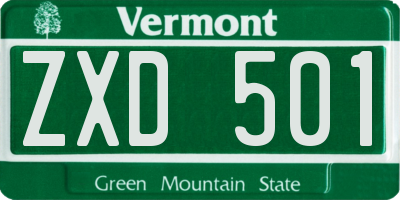 VT license plate ZXD501