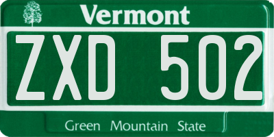 VT license plate ZXD502