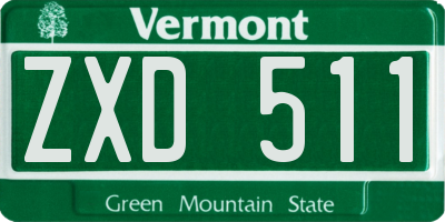 VT license plate ZXD511