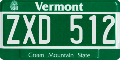 VT license plate ZXD512