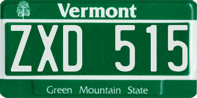 VT license plate ZXD515