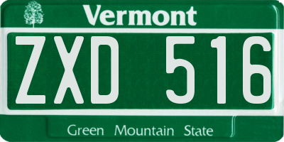VT license plate ZXD516