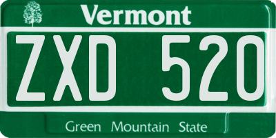 VT license plate ZXD520
