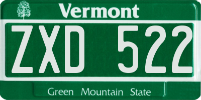 VT license plate ZXD522