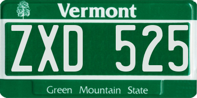 VT license plate ZXD525