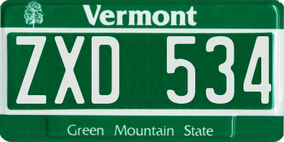 VT license plate ZXD534