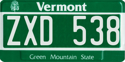 VT license plate ZXD538