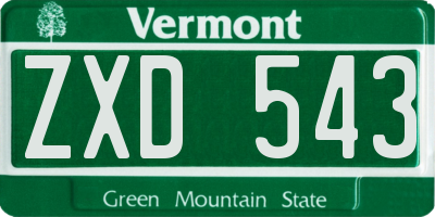 VT license plate ZXD543