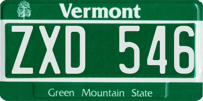 VT license plate ZXD546