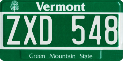 VT license plate ZXD548
