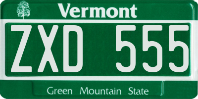 VT license plate ZXD555