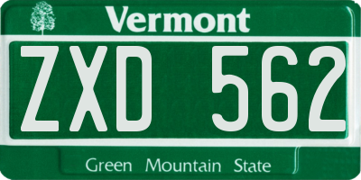 VT license plate ZXD562