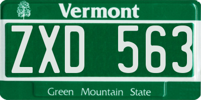 VT license plate ZXD563