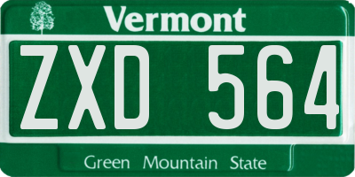 VT license plate ZXD564