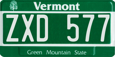 VT license plate ZXD577