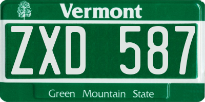 VT license plate ZXD587