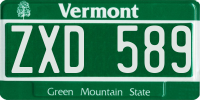 VT license plate ZXD589