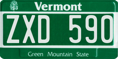 VT license plate ZXD590