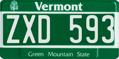 VT license plate ZXD593