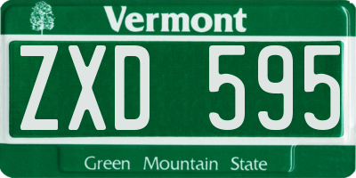 VT license plate ZXD595