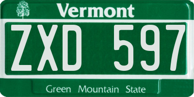 VT license plate ZXD597