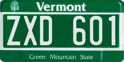 VT license plate ZXD601