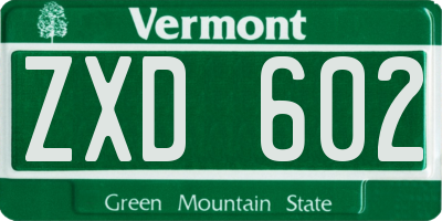 VT license plate ZXD602